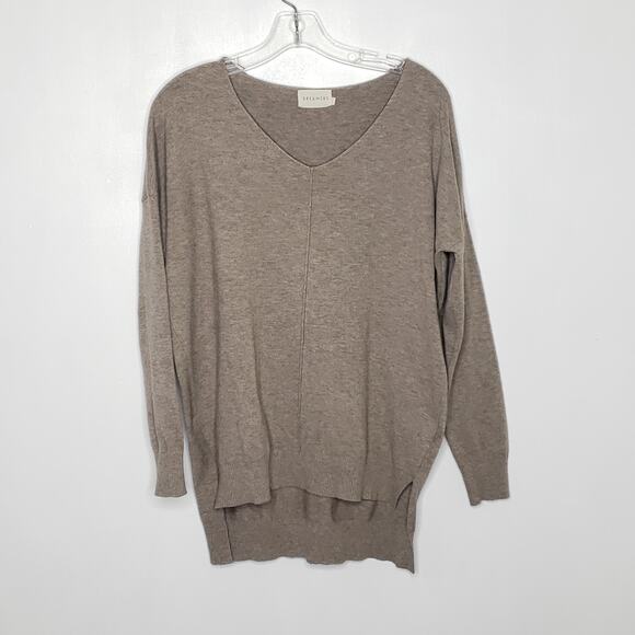 Dreamers Basic Sweater Heather Mocha Oversized Viscose Blend V-Neck Women XS - Picture 8 of 10